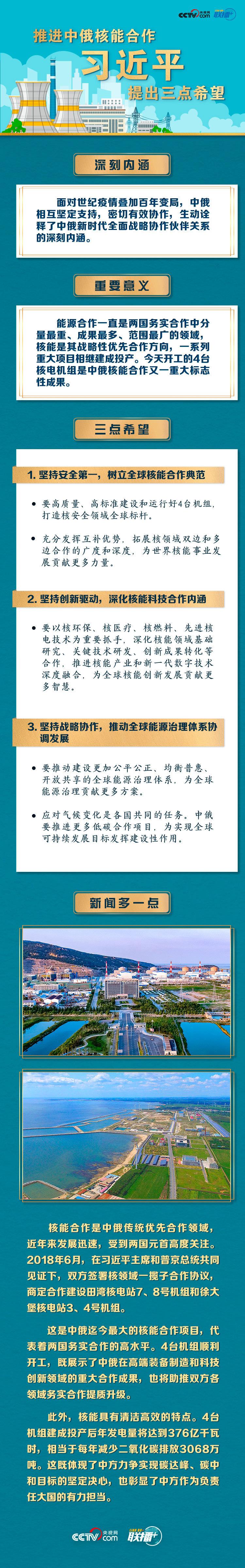 推进中俄核能合作 习近平提出三点希望